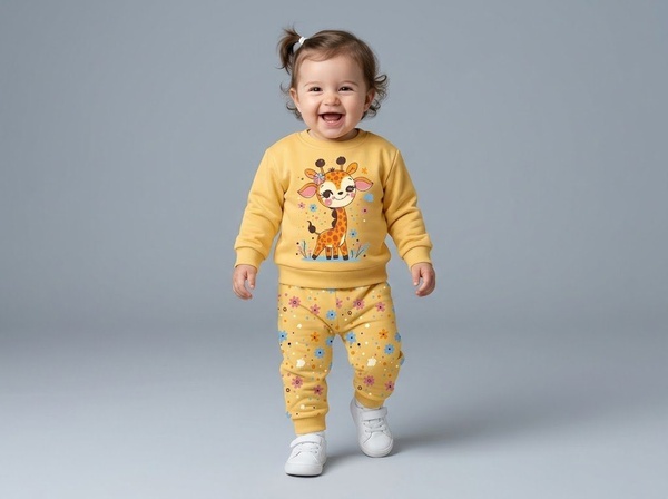 Giraffe Yellow Set - Girl (Floral Pants)