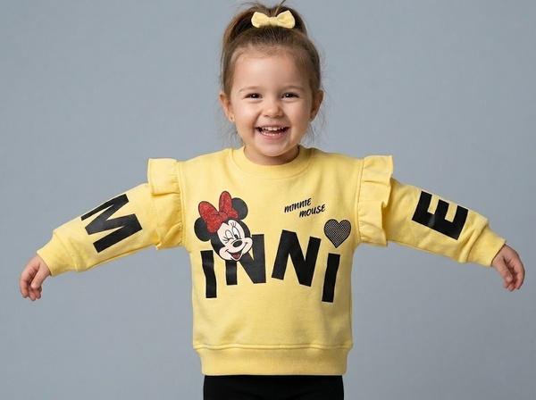 Minnie Mouse Sweatshirt Yellow - Girl (Big MINNI Letters)