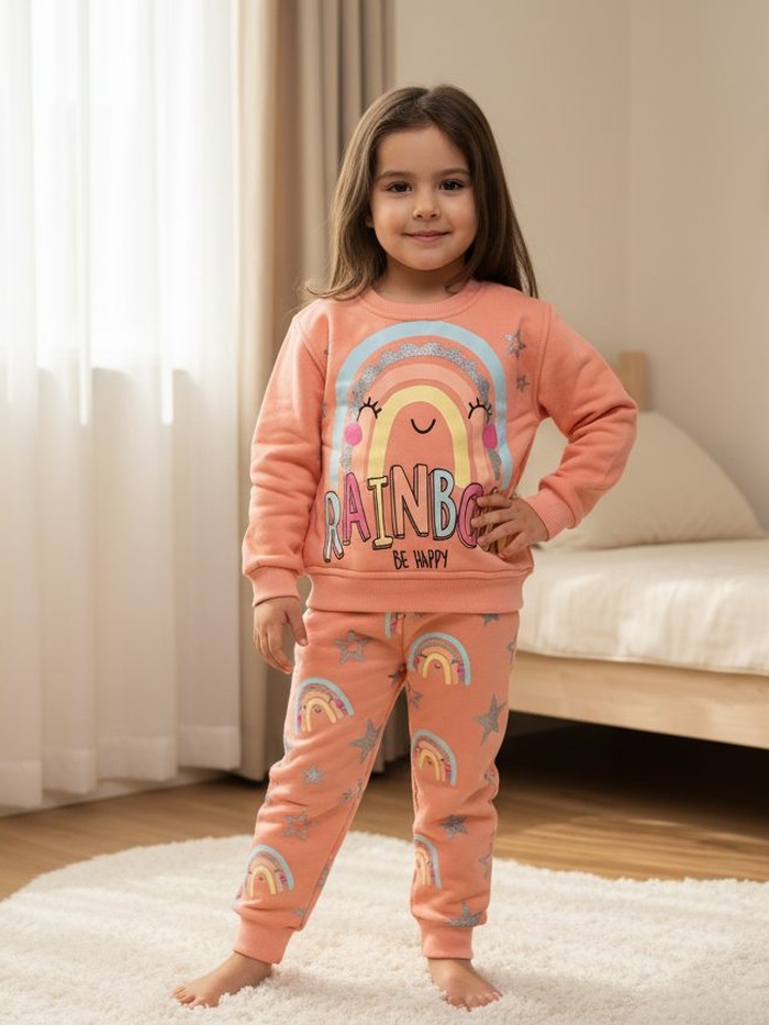 Rainbow Smile Pink Set - Girl (Patterned Pants)