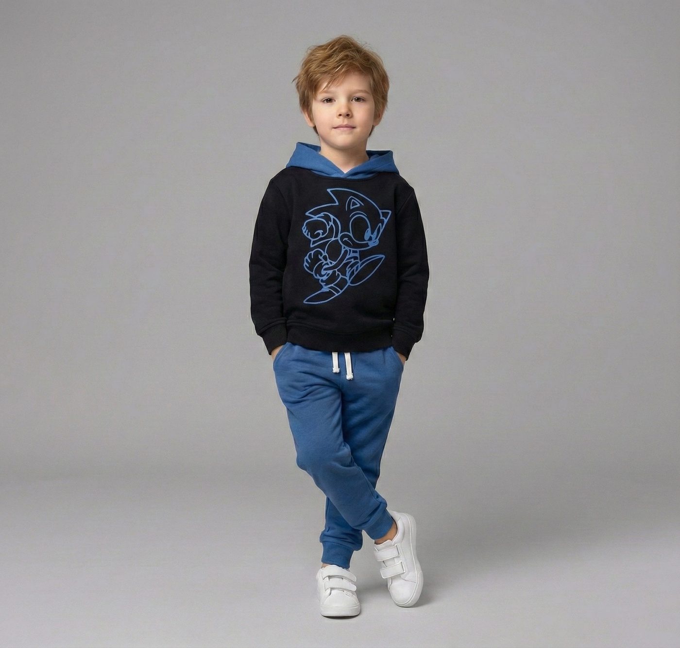 Sonic The Hedgehog Set Black & Royal Blue - For Boys (Neon Outline Print)