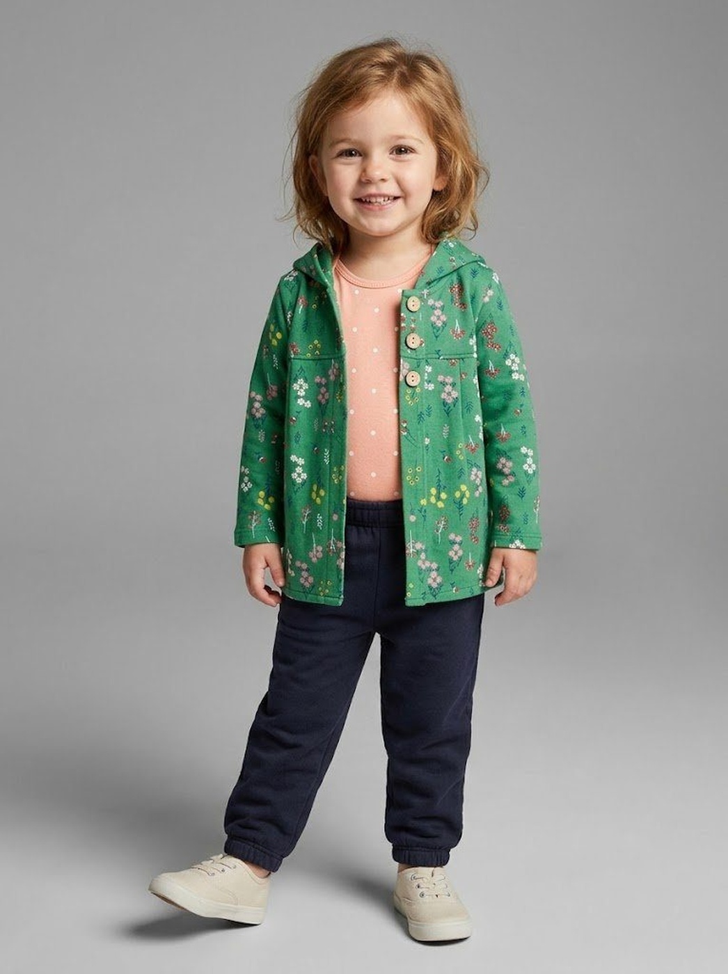 Green Floral 3-Piece Set - Baby Girl (Orange Onesie)