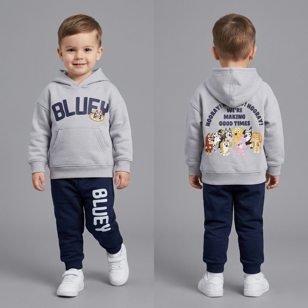 Bluey Grey Hoodie Set - Boy (Back Print)