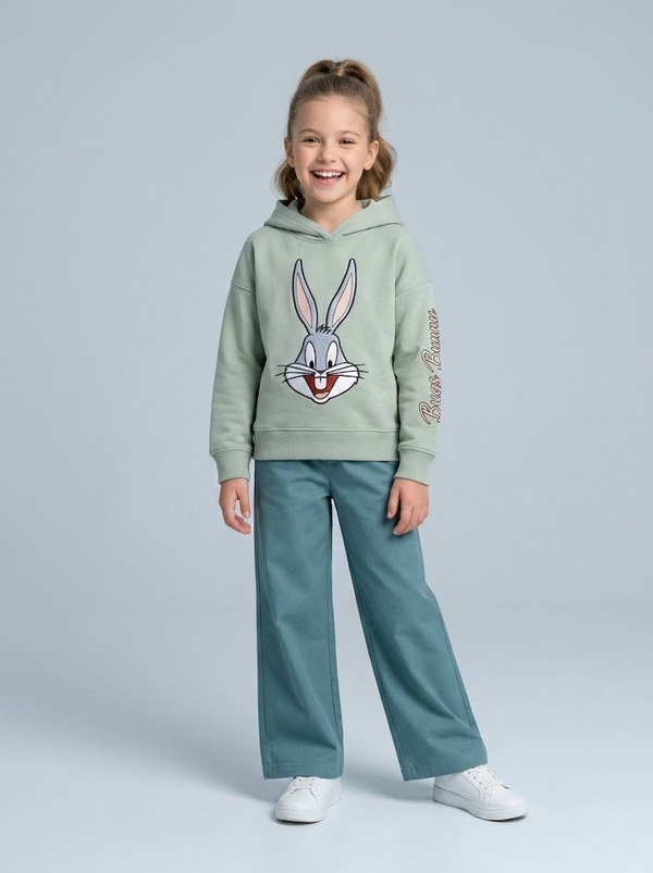 Bugs Bunny Hoodie Set Mint Green - Girl (Dark Green Pants)