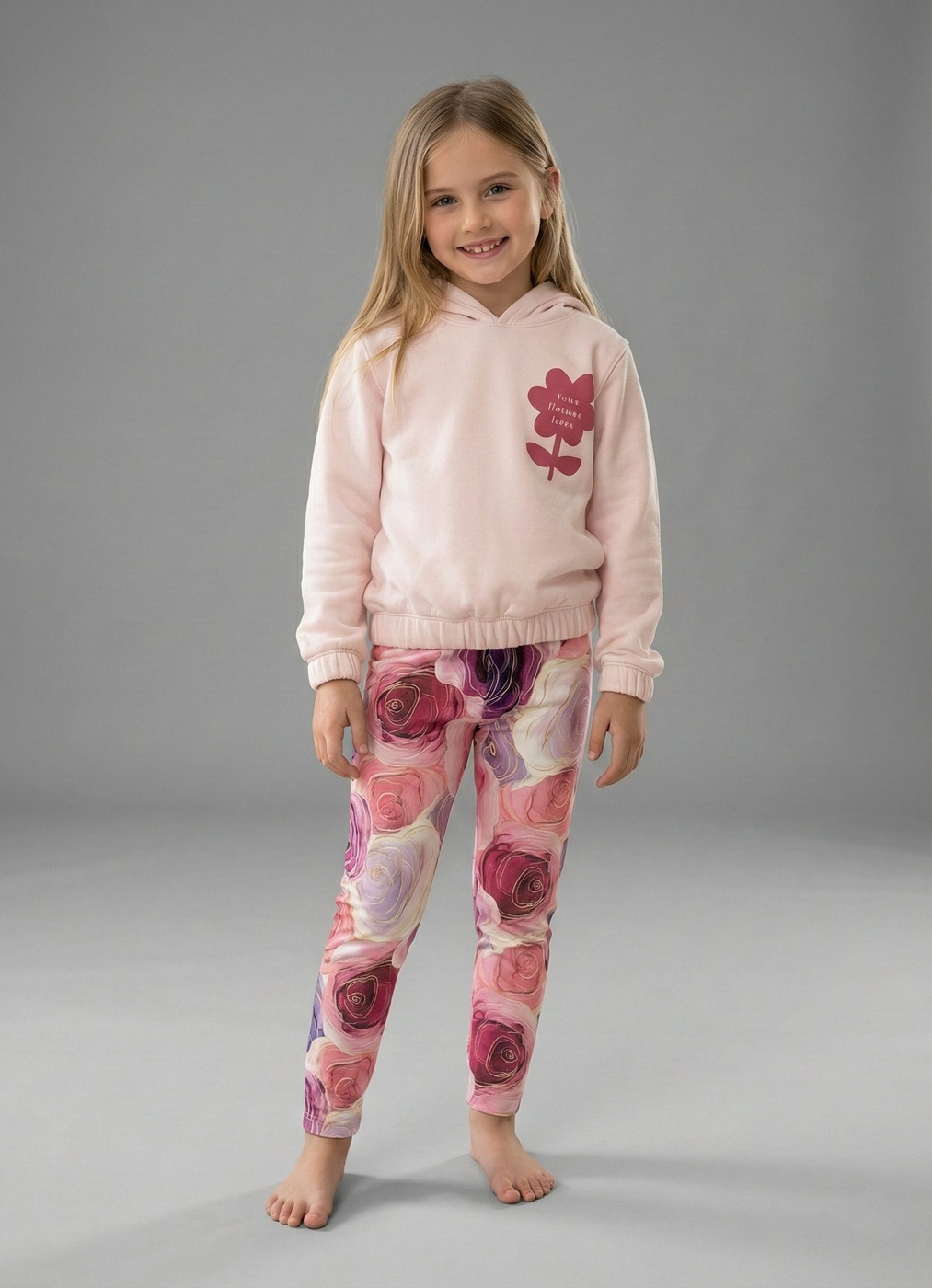Love Flower Pink Set - Girl (Rose Pattern Pants)