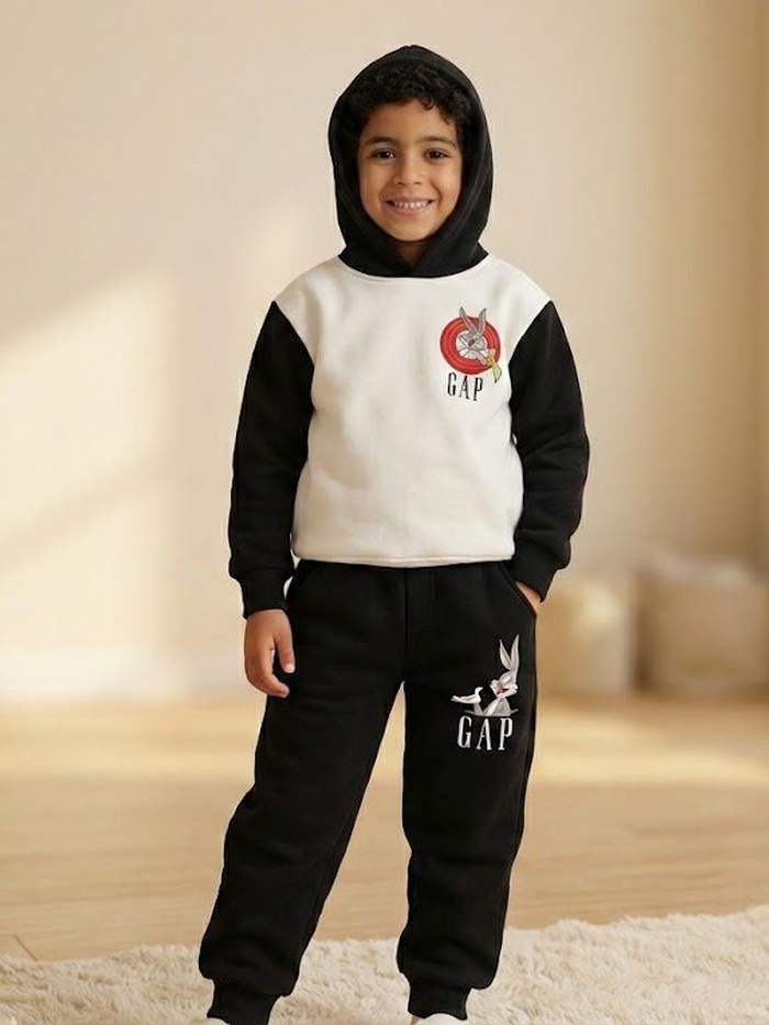 Looney Tunes White & Black Hoodie - Boy (Back Print)