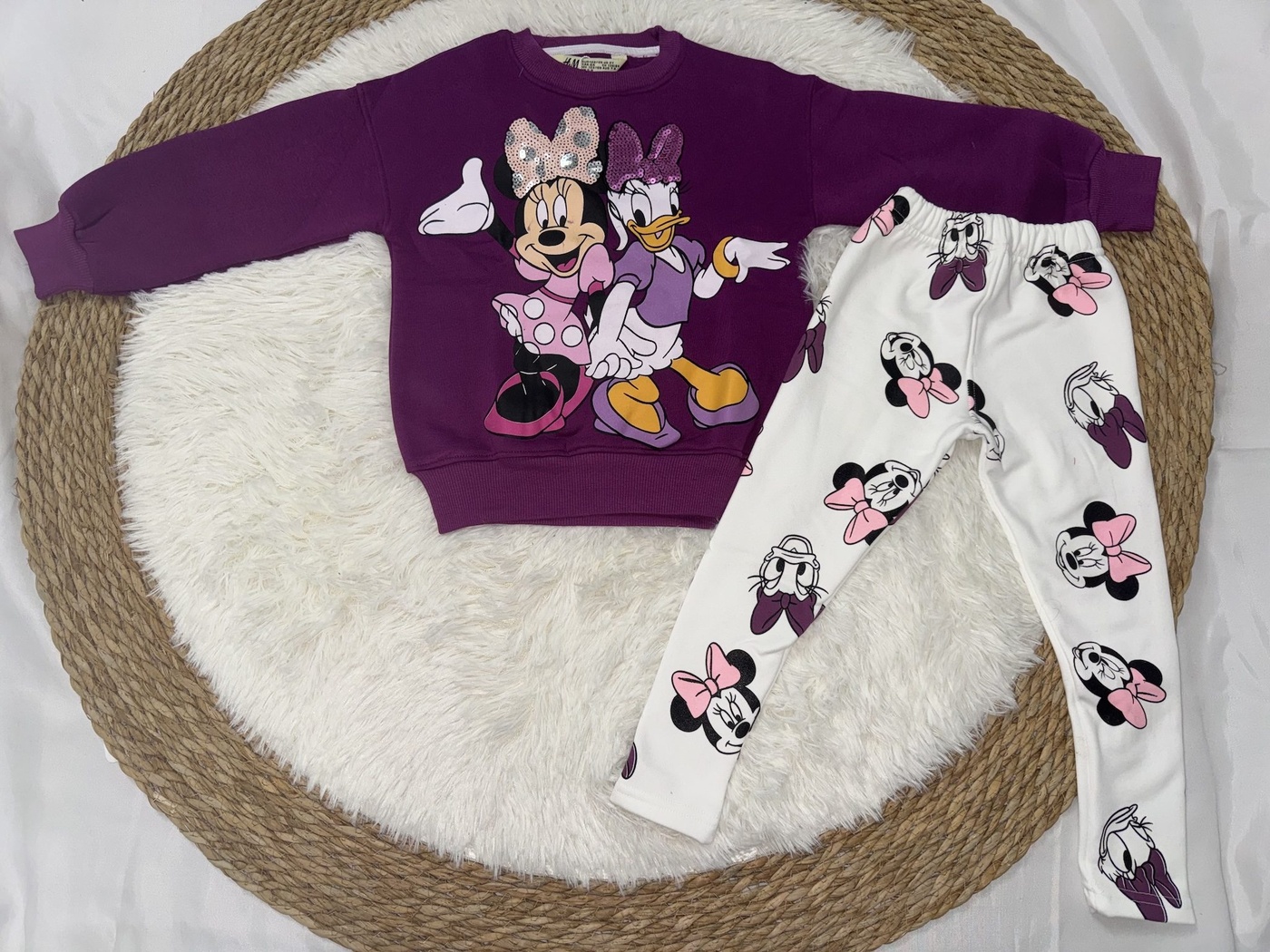 Minnie & Daisy Set Purple & White - Girl (Patterned Leggings)