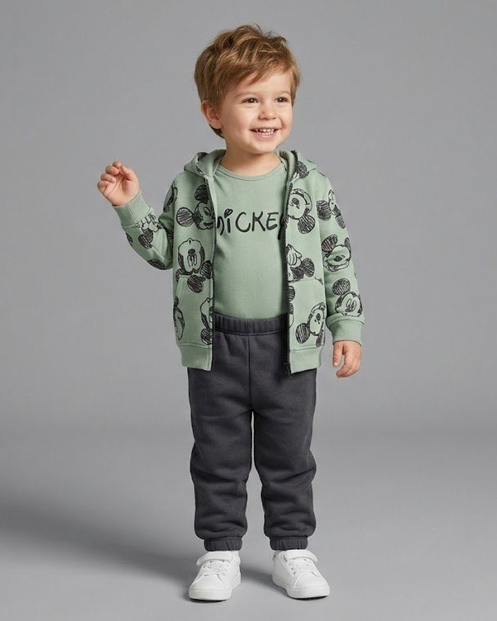 Mickey Mouse Green Vest Set - Baby Boy (Sleeveless)