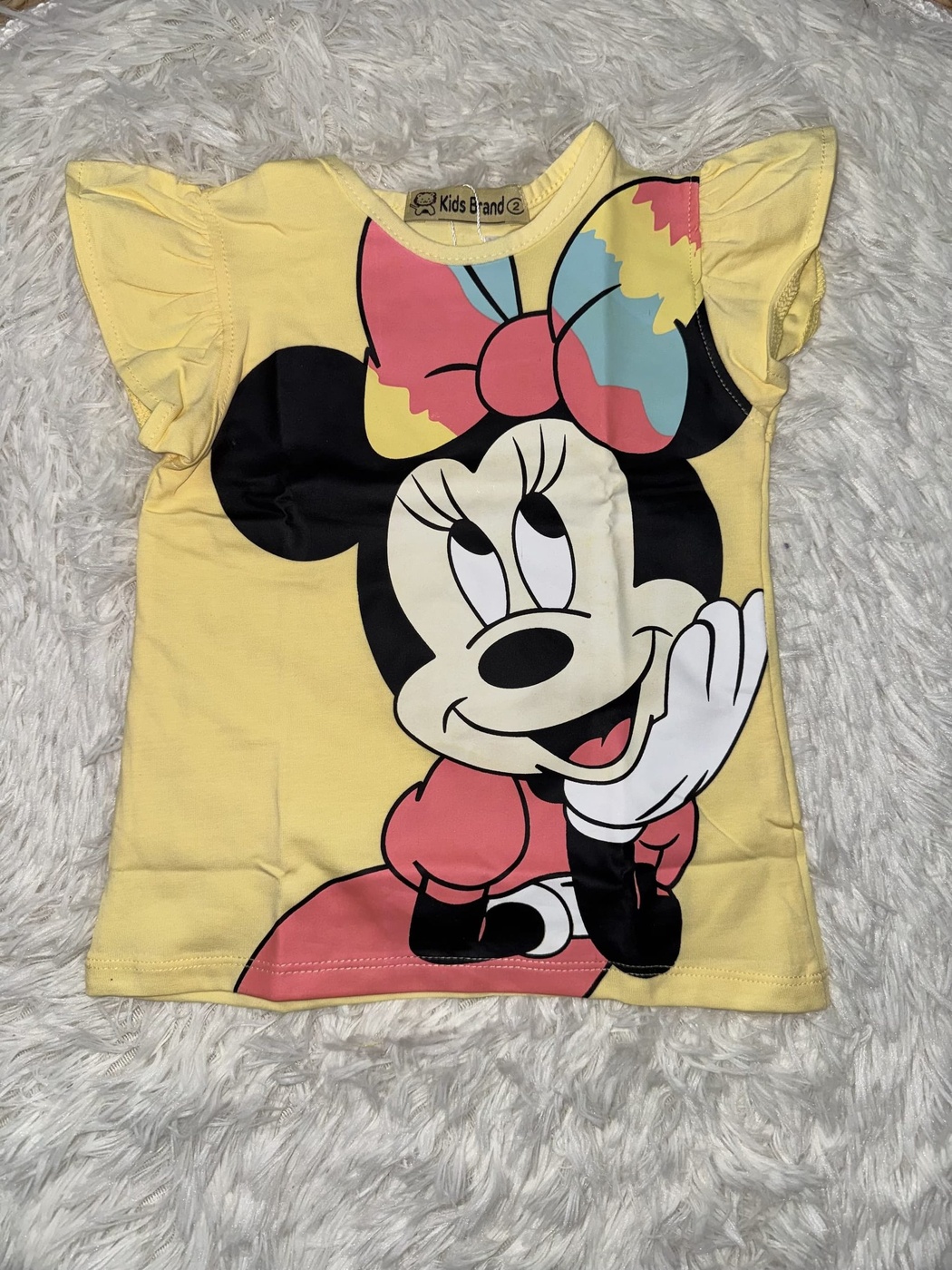 Minnie Mouse Yellow Ruffle Sleeve Tee - Girl (Large Front Graphic)-08