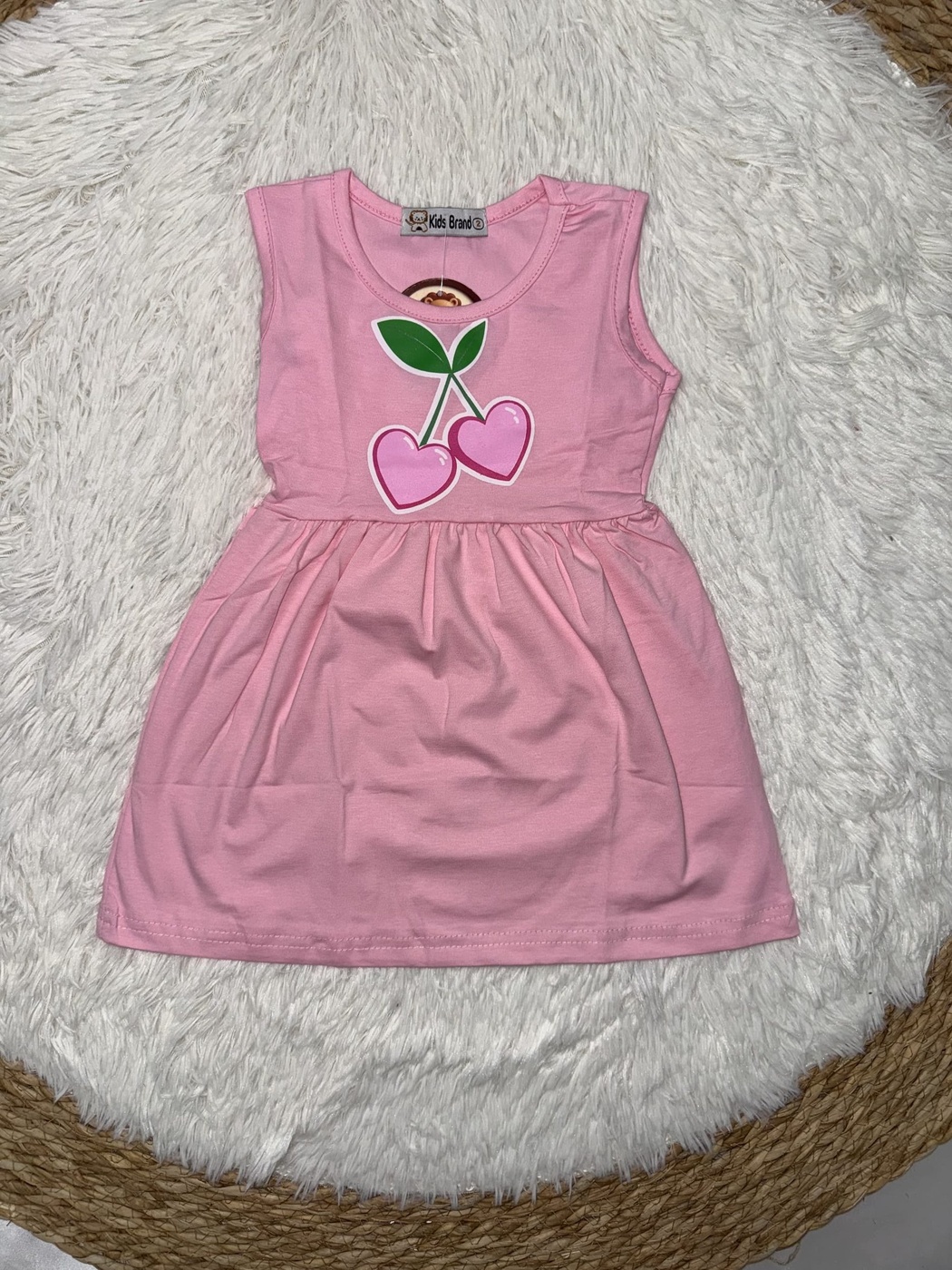 Brand Cherry Pink Dress - Girl (Front Cherry Graphic)-10