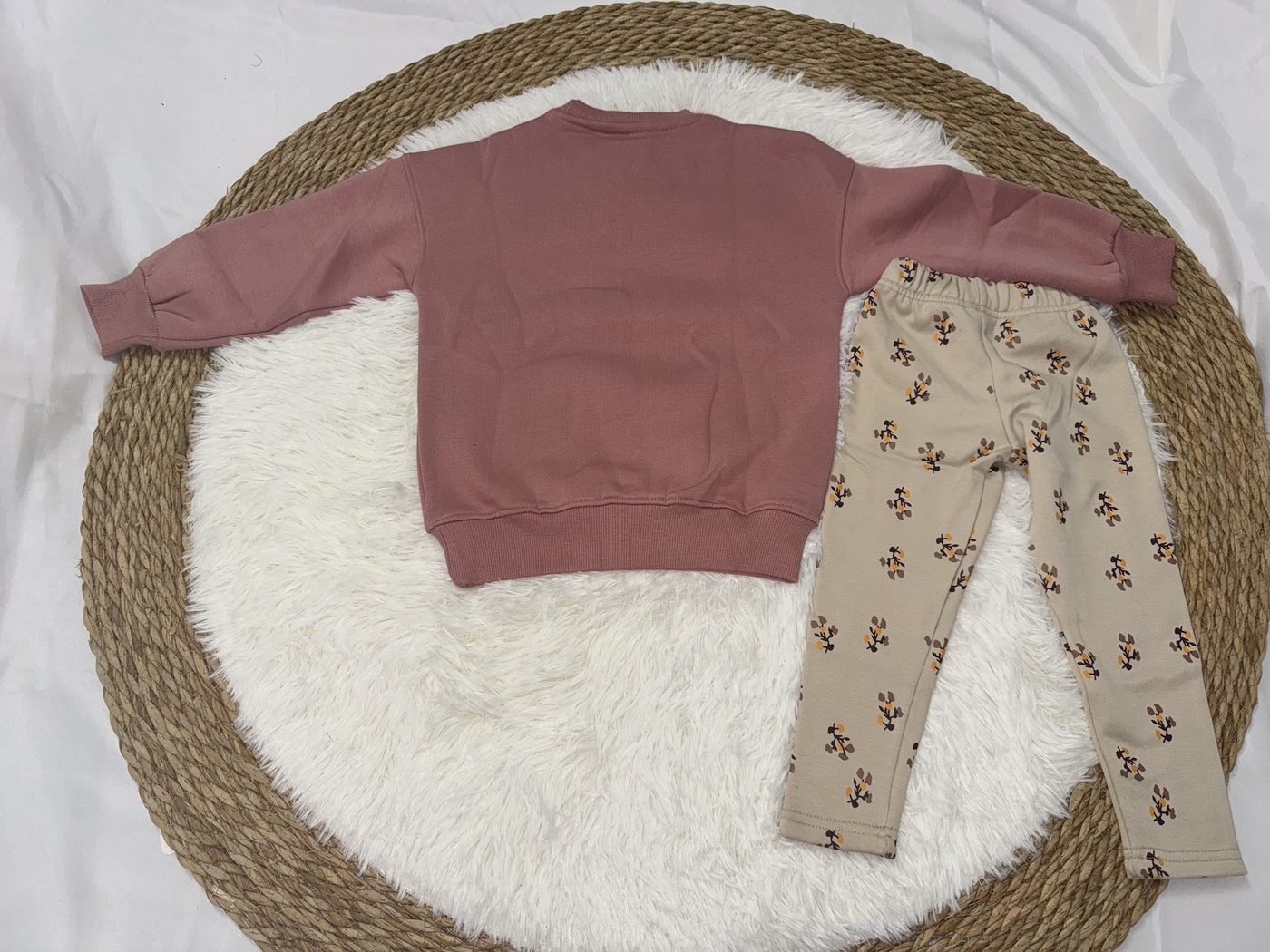 Bambi Set Dusty Rose - For Girls (Floral Pattern Pants)