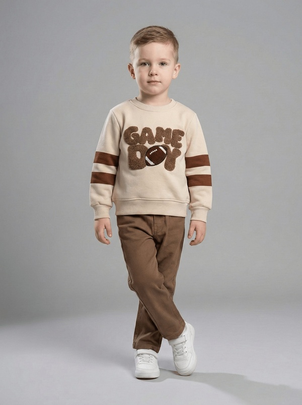 Game Day Football Set Beige - Boy (Brown Jeans)