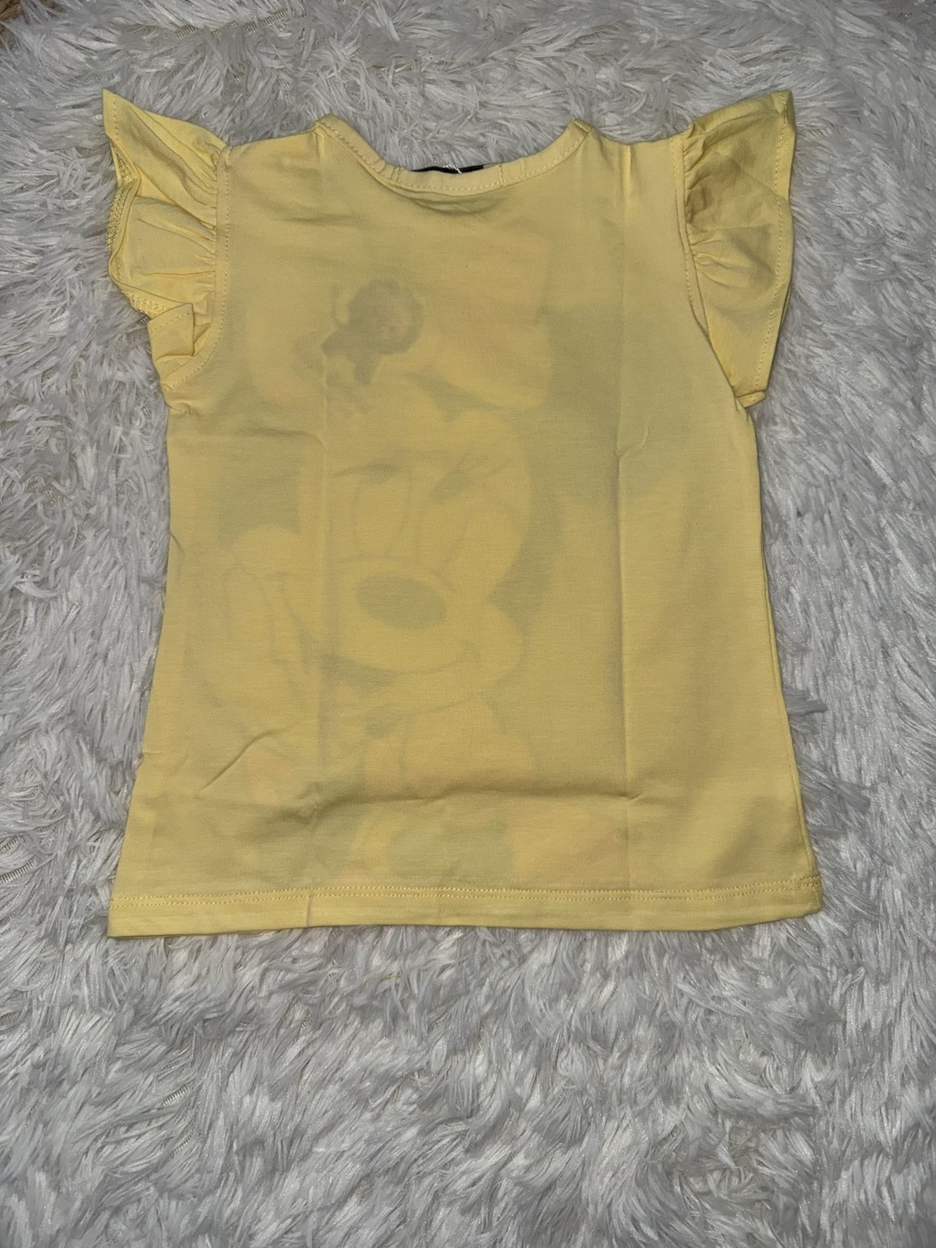 Minnie Mouse Yellow Ruffle Sleeve Tee - Girl (Large Front Graphic)-08