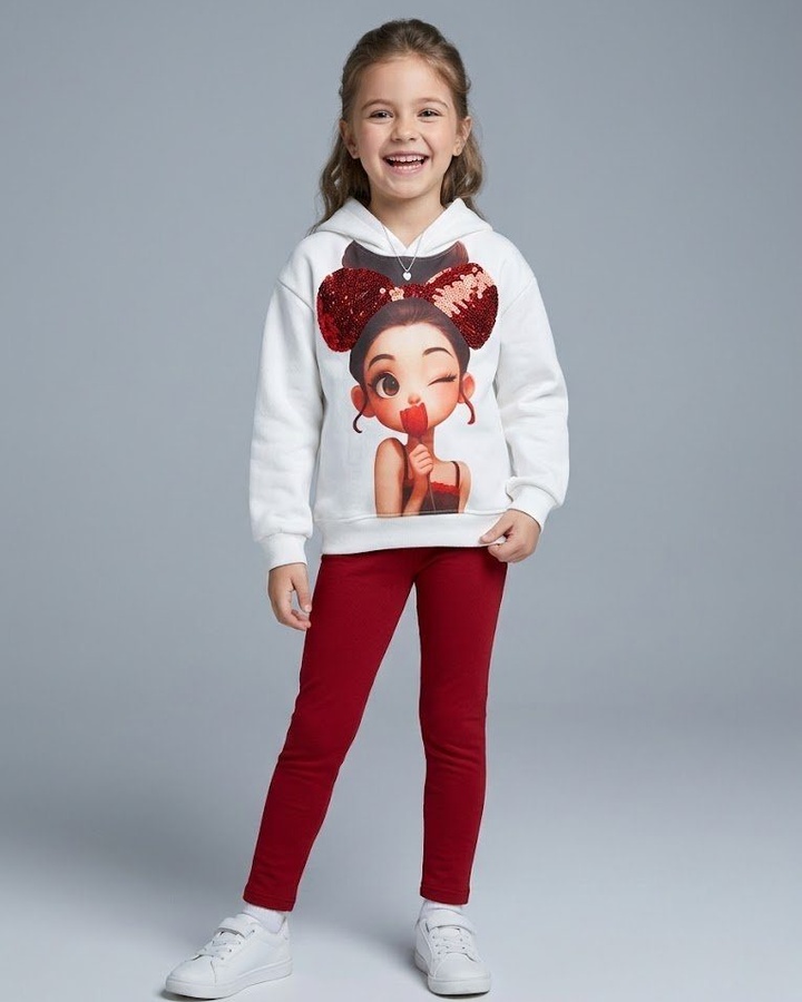 Minnie Doll White Hoodie - Girl (Holding Rose)