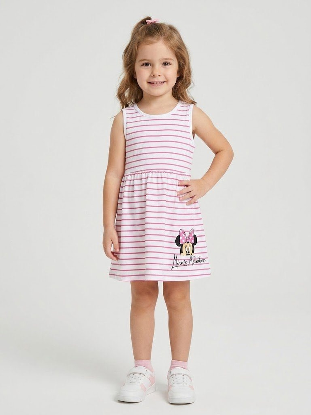 Brand Minnie Mouse Pink Stripe Dress - Girl (Hem Graphic)-10