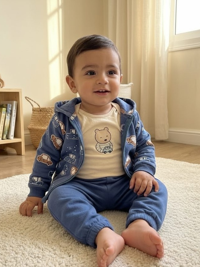 Blue Car 3-Piece Set - Baby Boy (Bear Bodysuit)