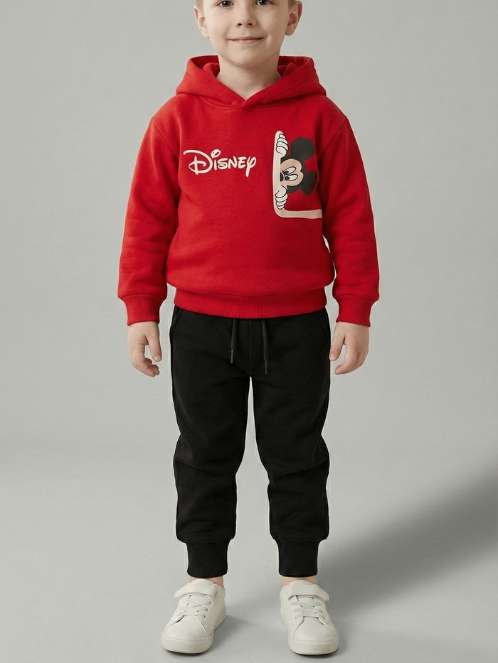 Mickey Mouse Red Hoodie - Boy (Peeking Mickey)