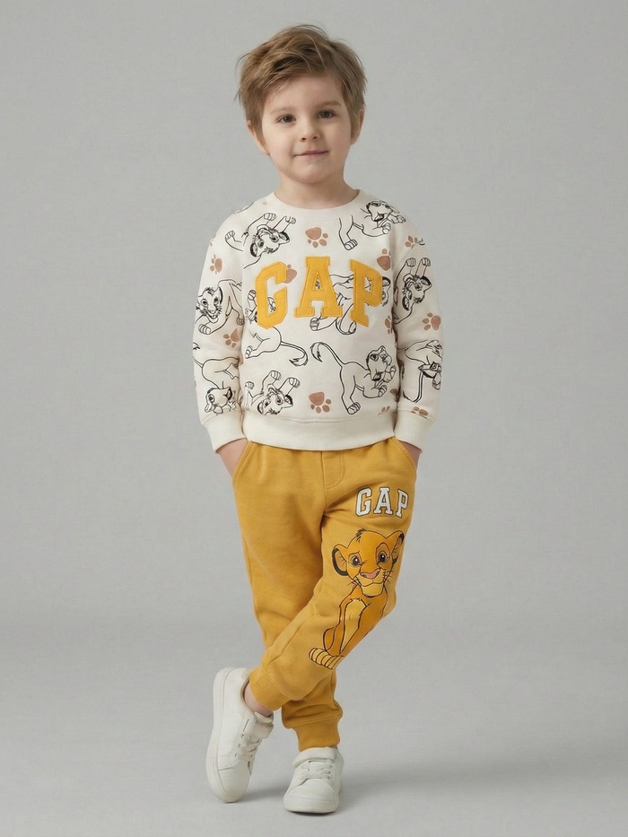 Lion King Set White & Yellow - For Boys (Simba Pattern)
