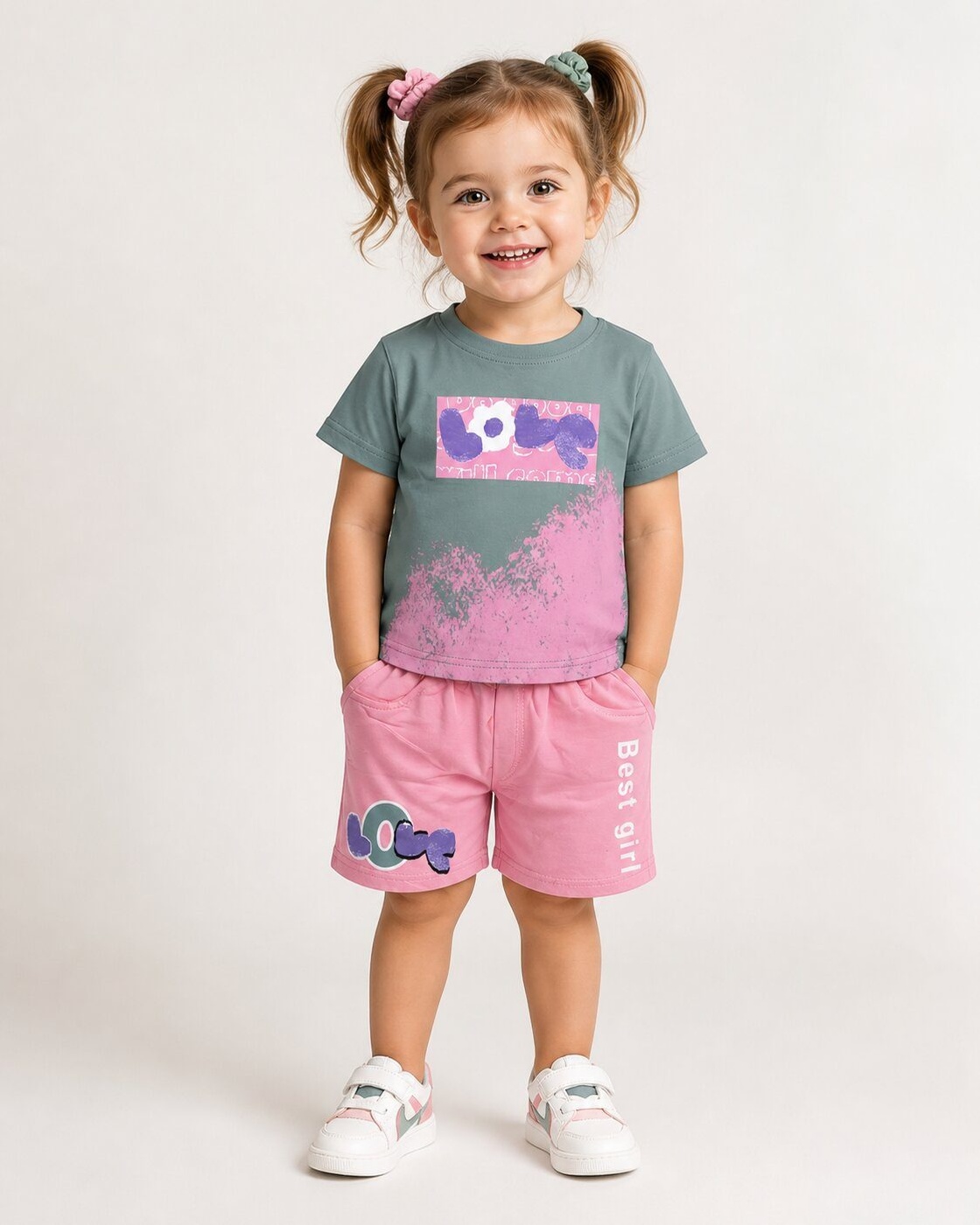 Best Girl Pink Shorts Set - Girl (Best Girl Text)-24M