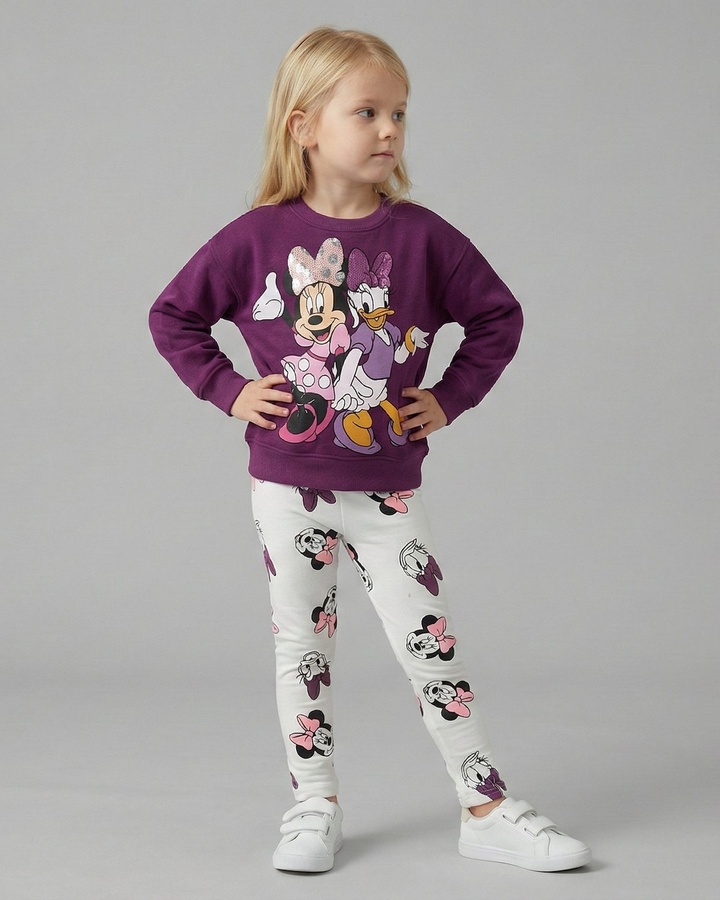 Minnie & Daisy Set Purple & White - Girl (Patterned Leggings)