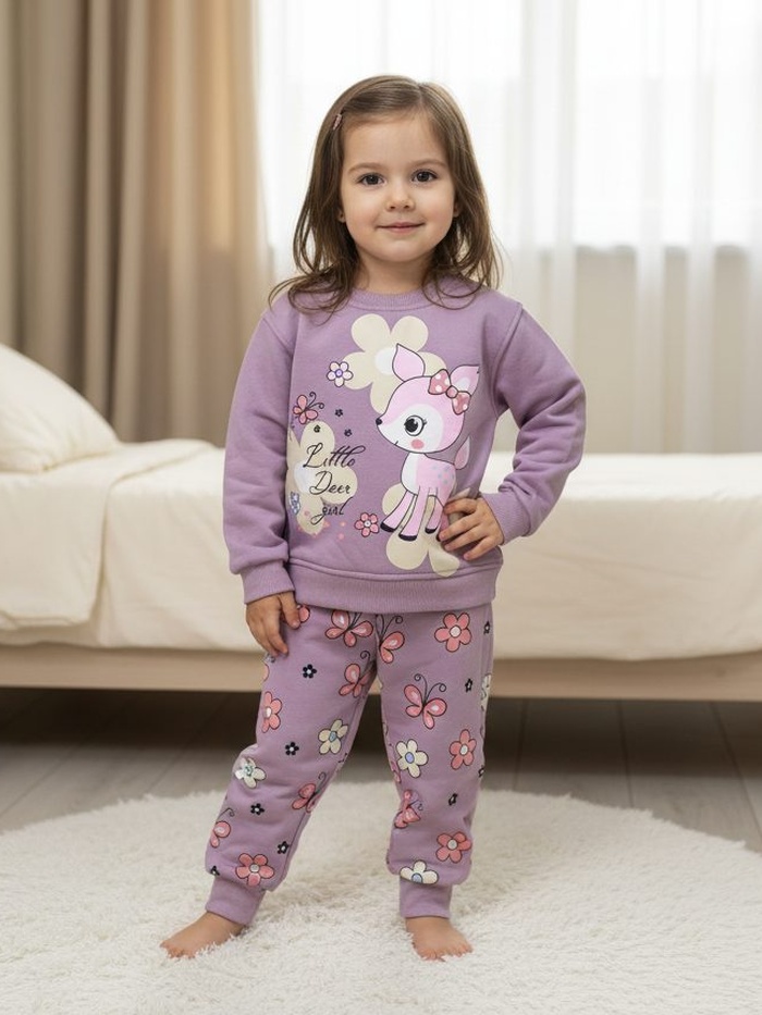 Little Deer Purple Set - Girl (Butterfly Pants)