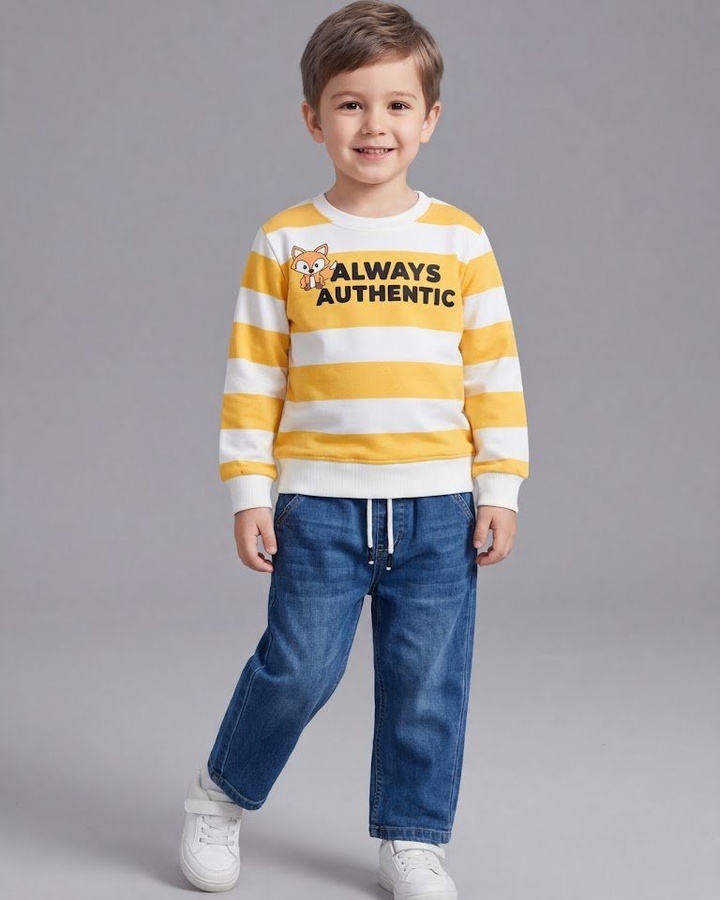 Always Authentic Yellow Set - Boy (Striped Top)