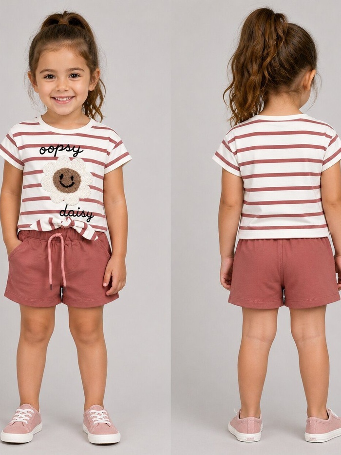 Oopsy Daisy Rose Shorts Set - Girl (Daisy Graphic)