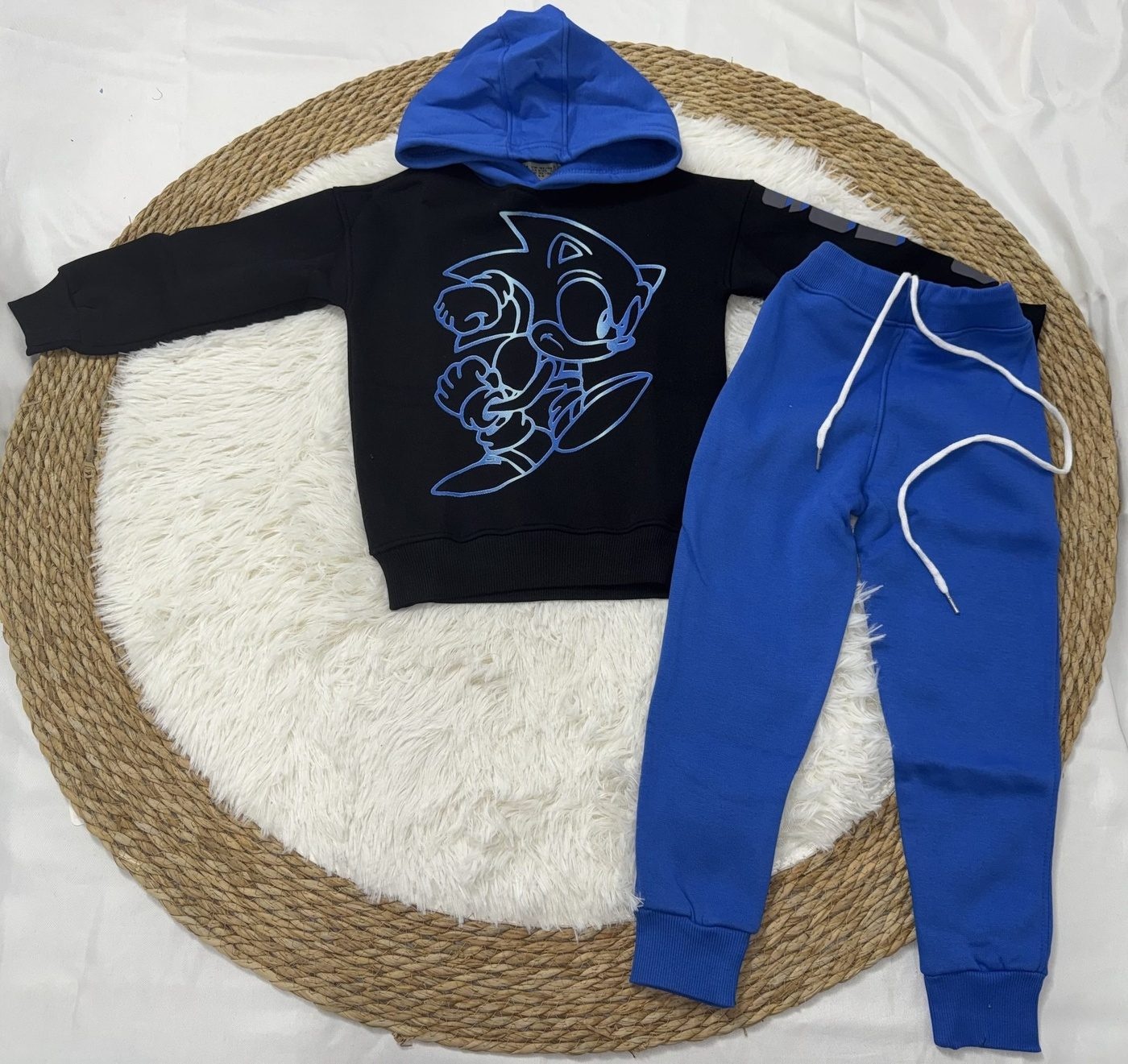 Sonic The Hedgehog Set Black & Royal Blue - For Boys (Neon Outline Print)