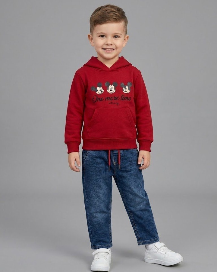 Mickey Mouse Red Hoodie Set - Boy (Blue Pants)