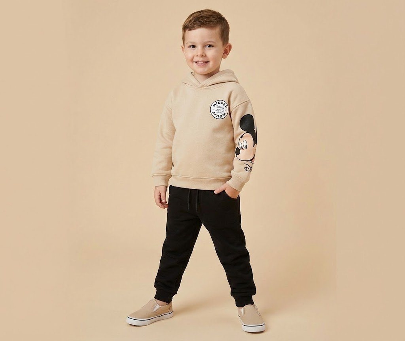 Mickey & Friends Beige Hoodie - Boy (Group Print)