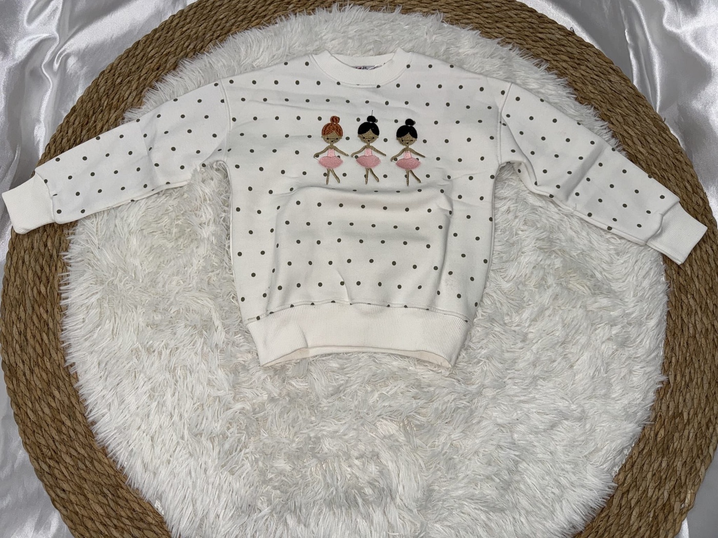 Ballerina Polka Dot Set White - Girl (Olive Green Pants)