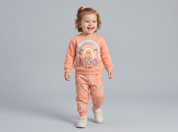 Rainbow Smile Pink Set - Girl (Patterned Pants)