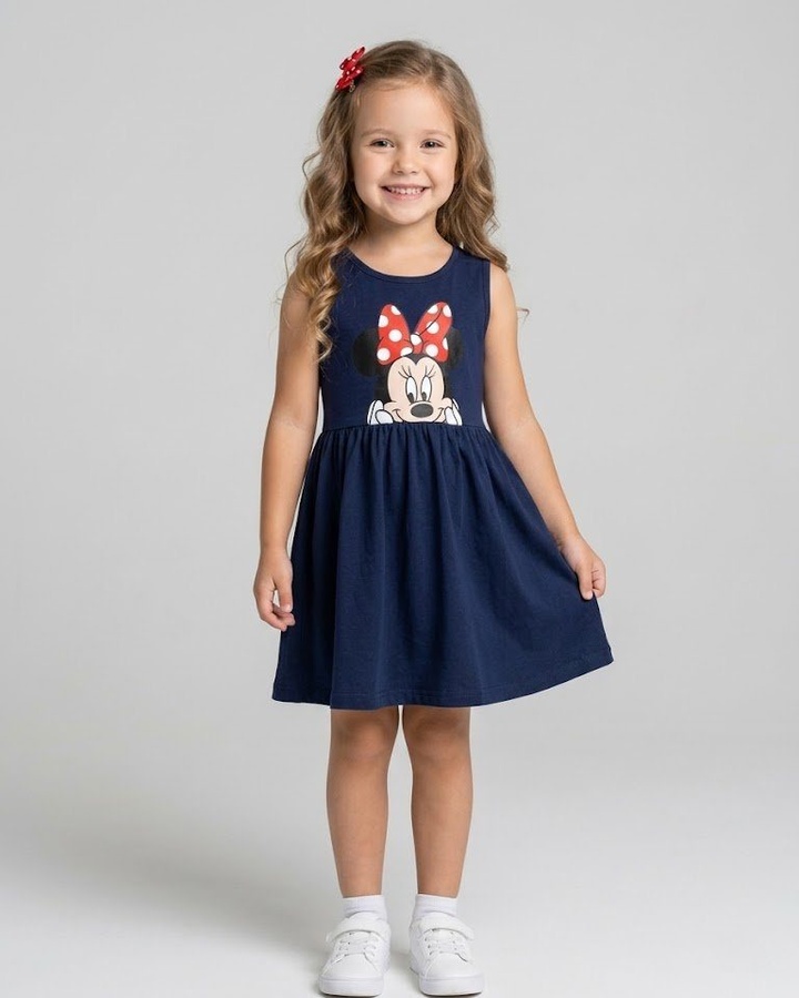 Brand Minnie Mouse Navy Dress - Girl (Front Graphic)