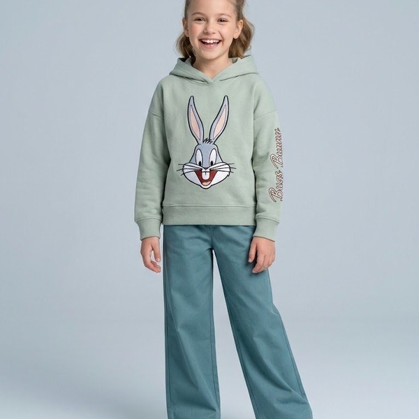 Bugs Bunny Hoodie Set Mint Green - Girl (Dark Green Pants)