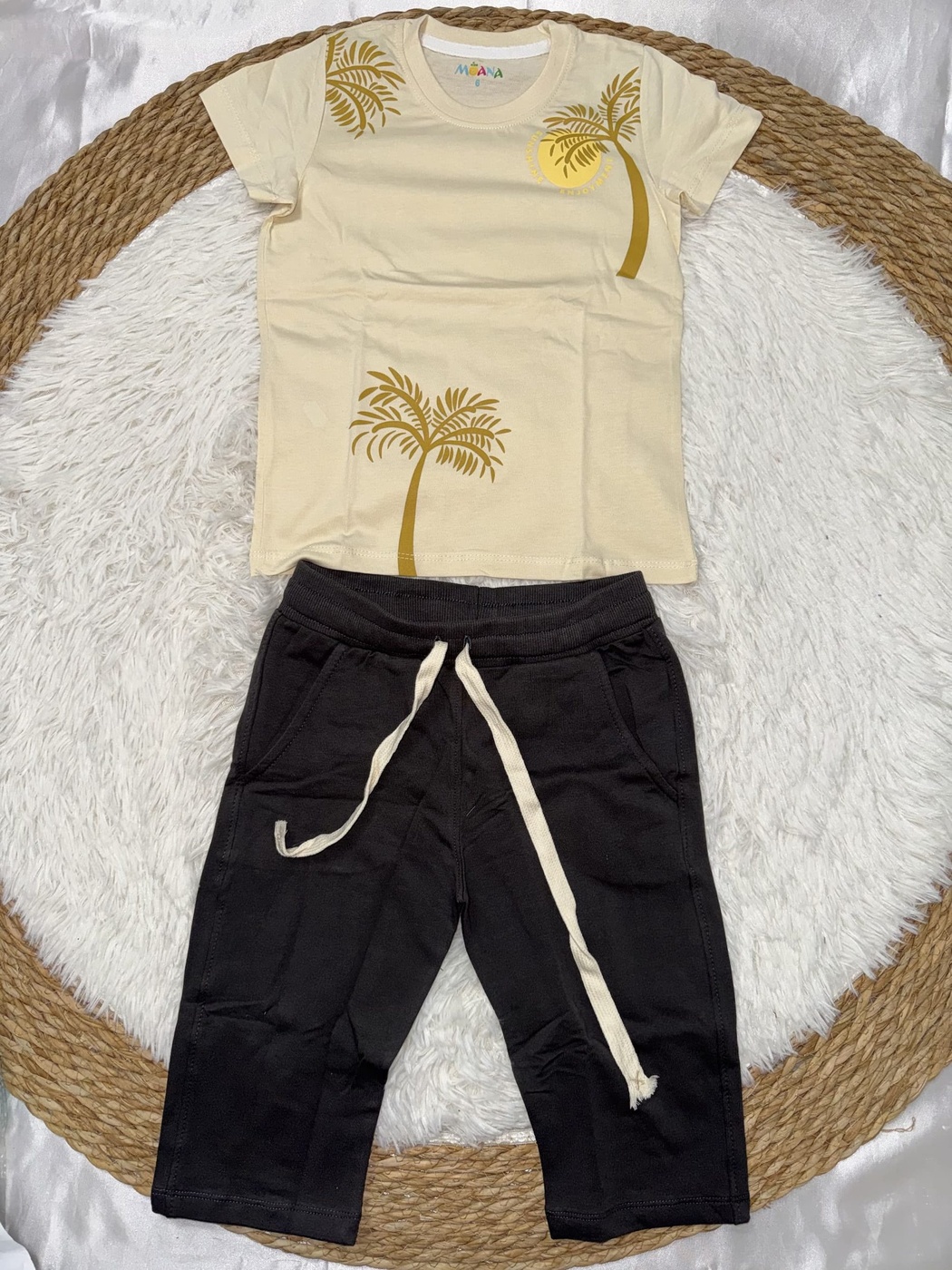 Palm Beige Pants Set - Boy (Palm Graphic)-10