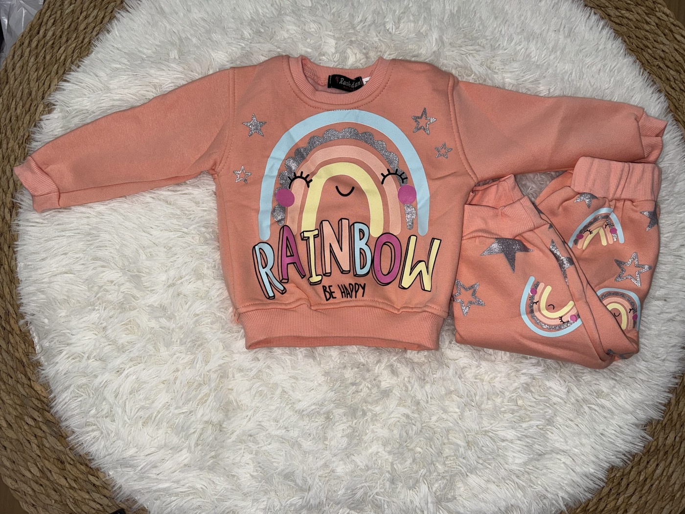 Rainbow Smile Pink Set - Girl (Patterned Pants)