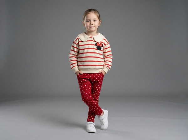 Minnie Mouse Collared Set Cream & Red - Girl (Polka Dot Pants)