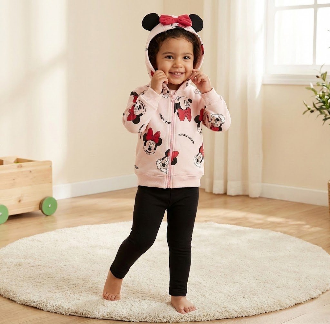 Minnie Mouse Pink Zip Hoodie - Girl (All Over Print)