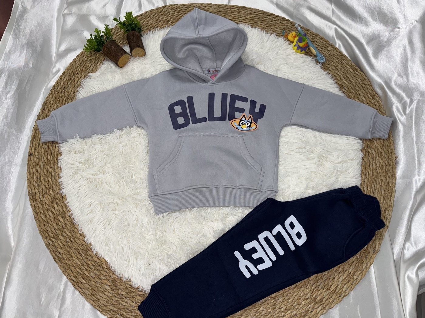 Bluey Grey Hoodie Set - Boy (Back Print)