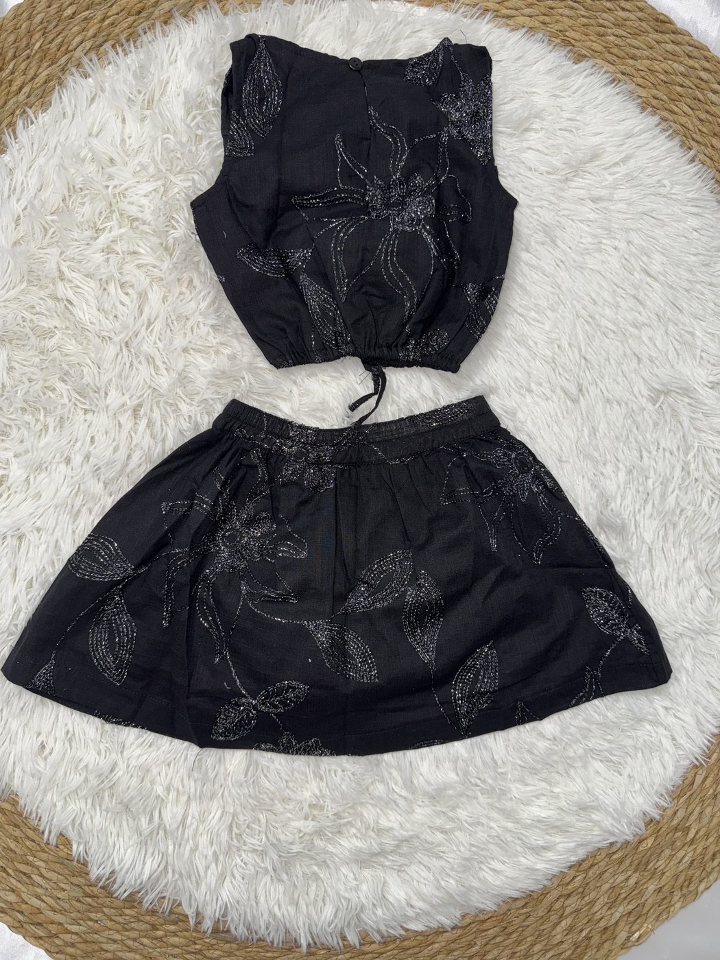 Black Skirt Set - Girl (Floral Skirt)-08