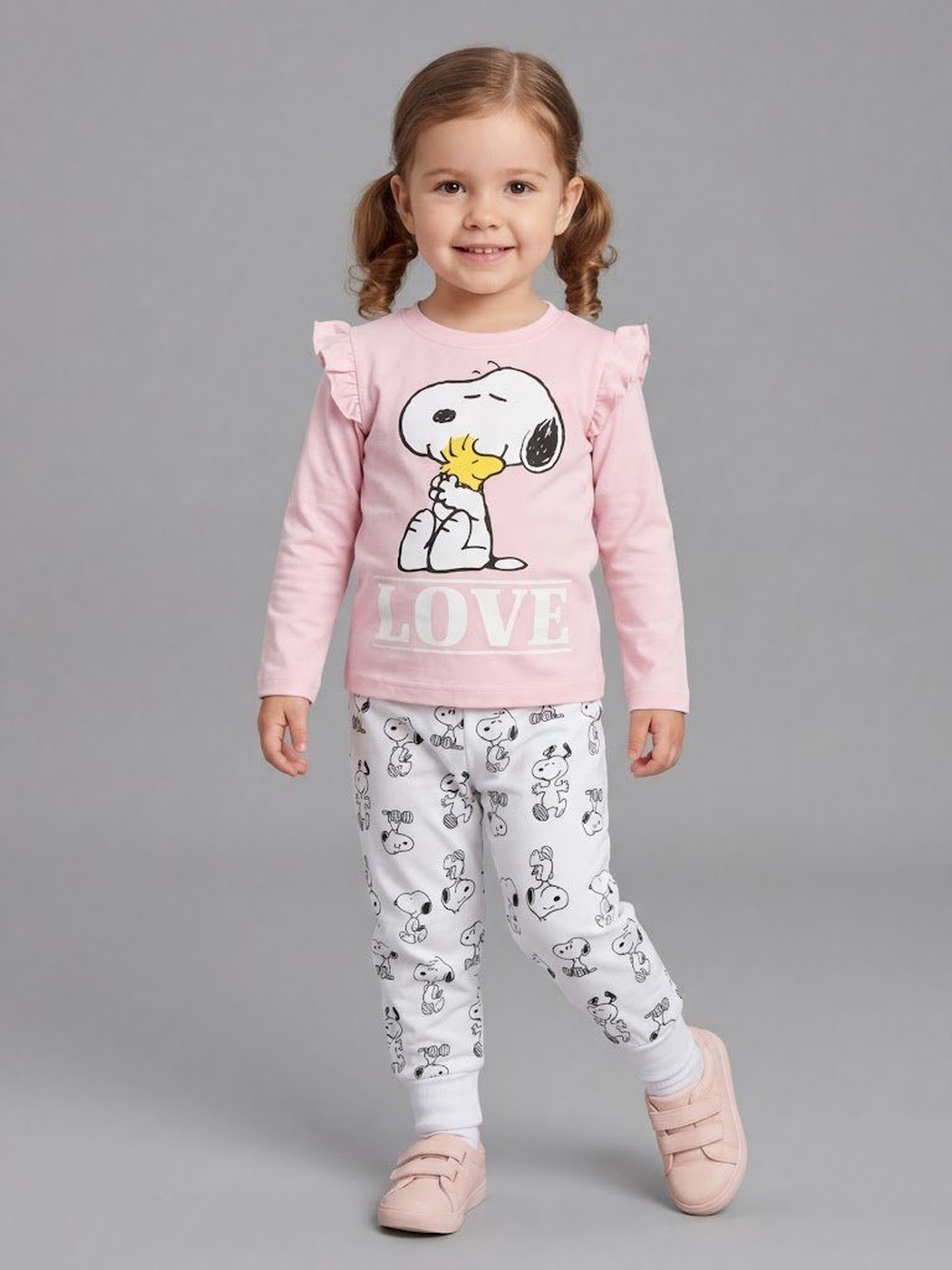 Snoopy Pink Set - Girl (Ruffle Shoulders)