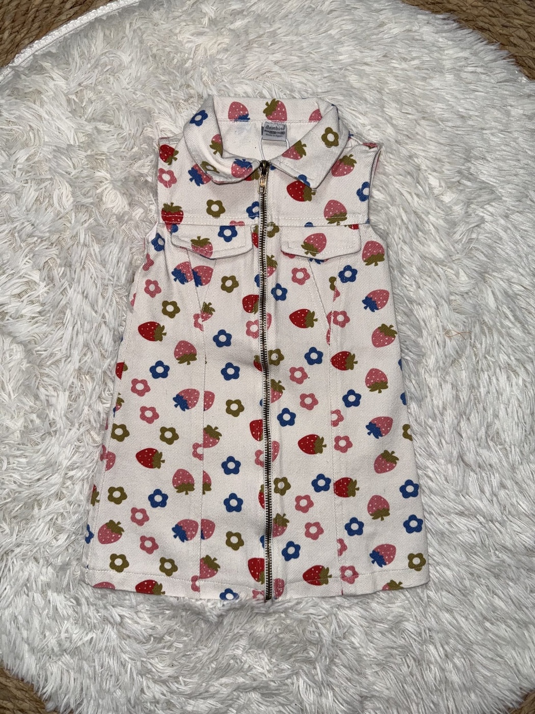 Colorful Motif White Dress - Girl (Collared)-08