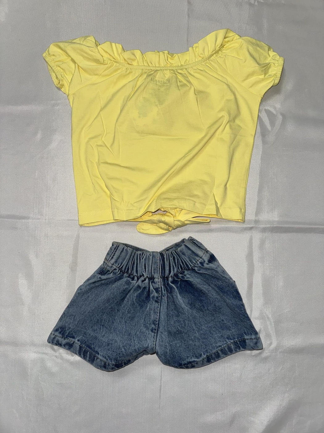 Tie-Front Yellow Denim Skort Set - Girl (Button-Front Skort)-08
