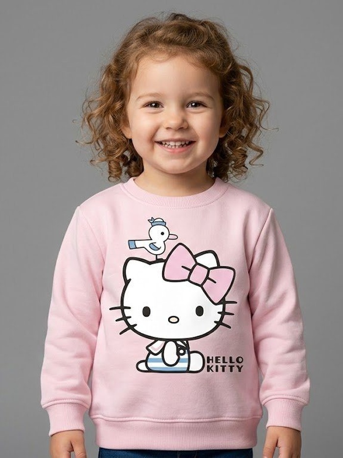 Hello Kitty Bird Sweatshirt Light Pink - Girl (Sitting with Seagull)