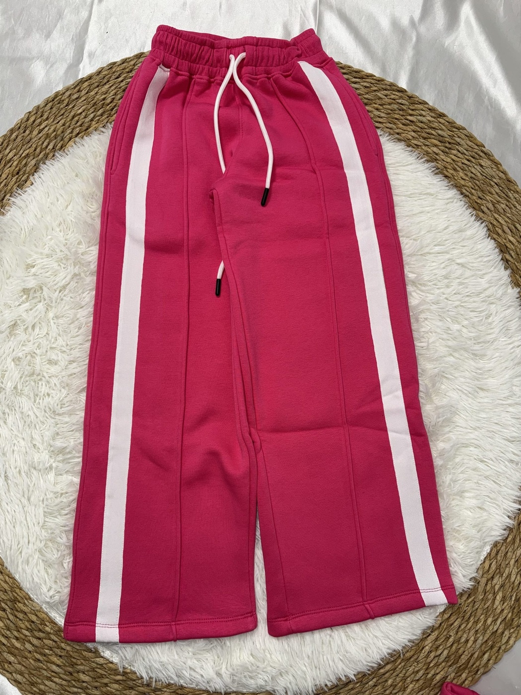 Shine Tracksuit Set Hot Pink - Girl (White Side Stripe Pants)