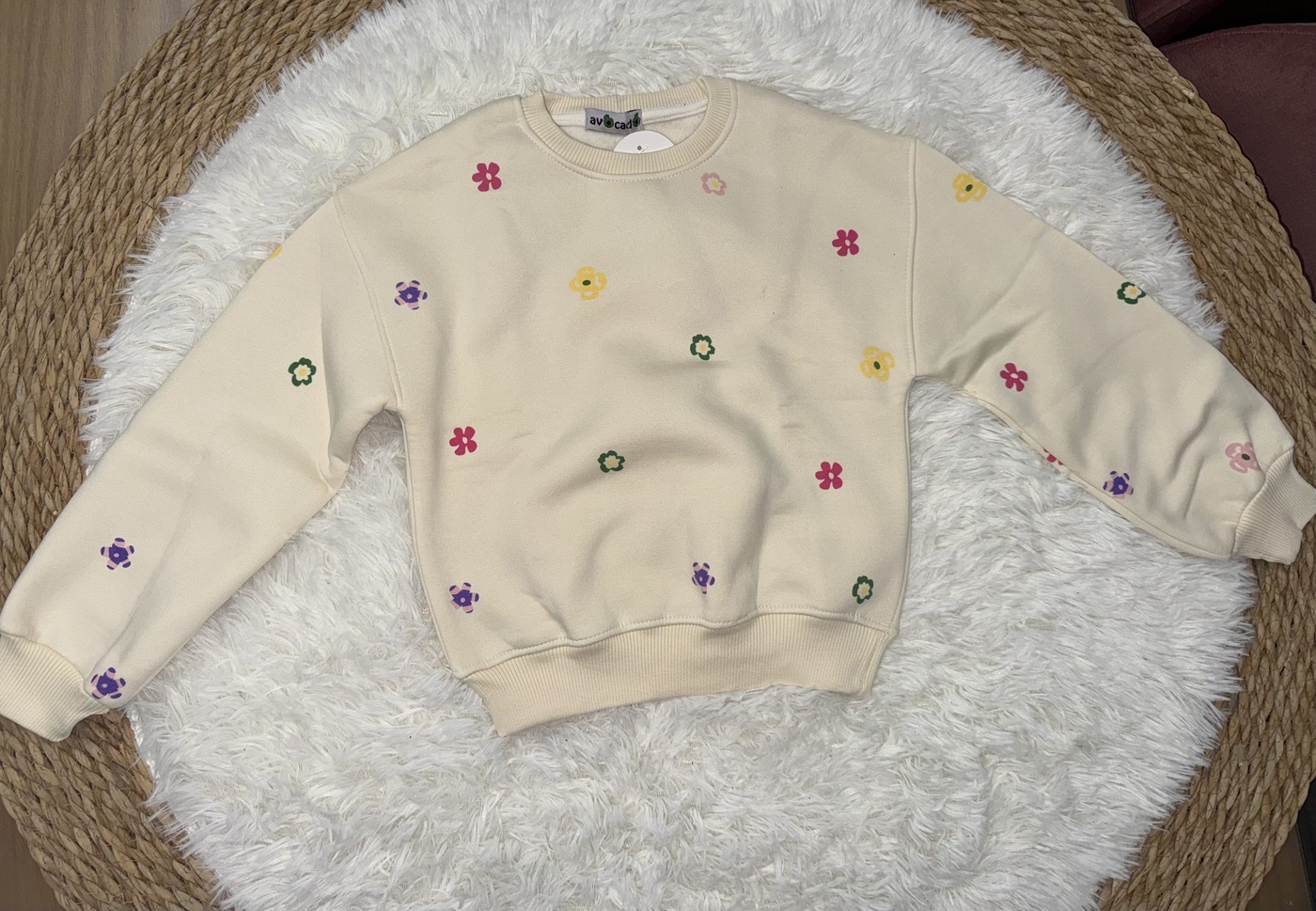 Floral Pocket Set Cream & Fuchsia - Girl (Embroidered Pockets)