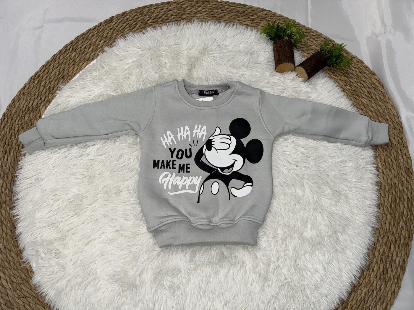 Mickey Mouse Sweatshirt Light Grey - Boy (Covering Eyes Graphic)