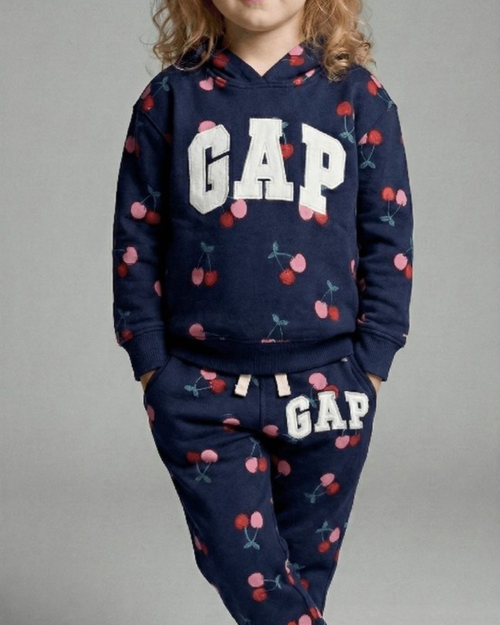 Cherry Pattern Hoodie Set Navy - For Girls (All-over Print)
