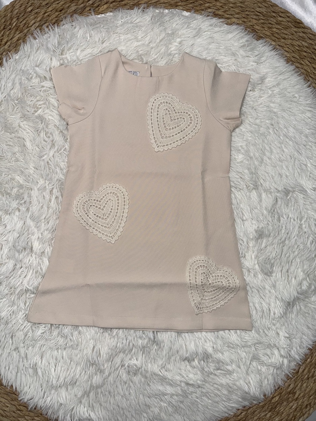 Beige Heart Dress - Girl (Heart Detail)-08