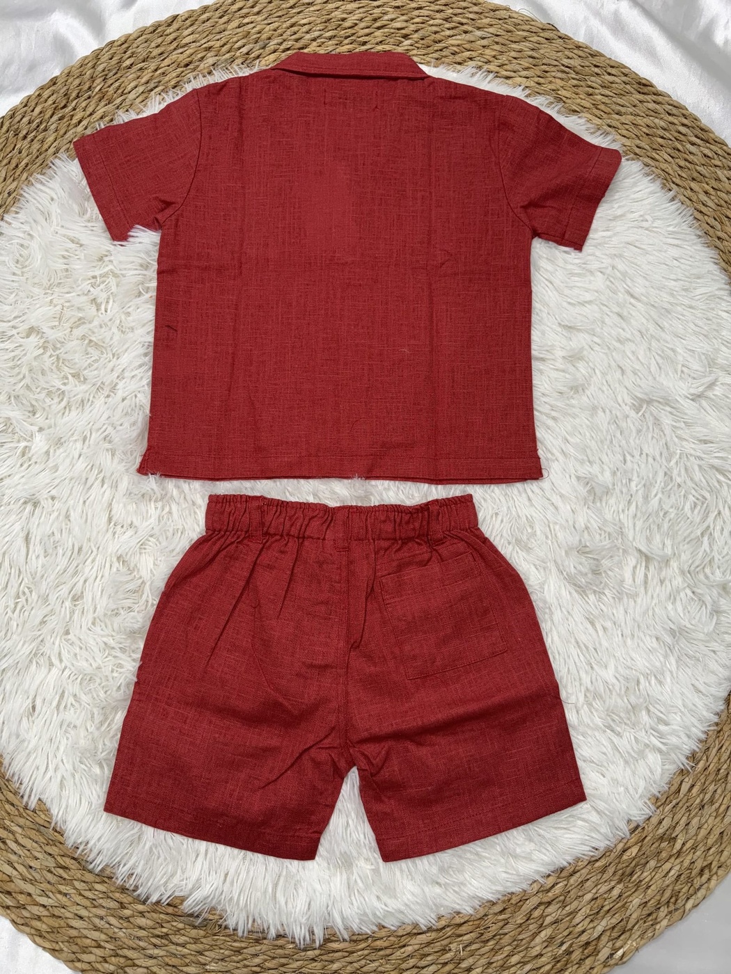 Red Short Set - Boy (Button Shirt)-07