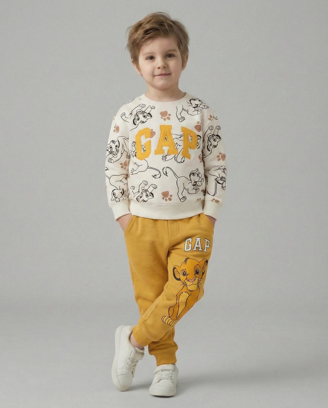 Lion King Set White & Yellow - For Boys (Simba Pattern)